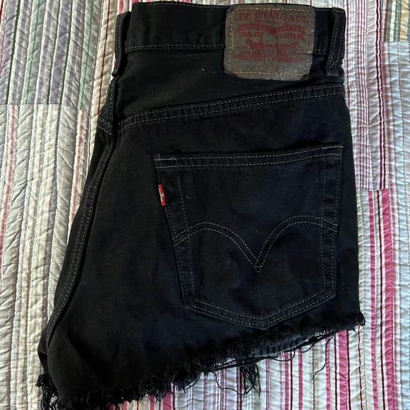 Levi's Pants - Vintage Levi Denim Cut Off Shorts in Black from Urban Outfitters